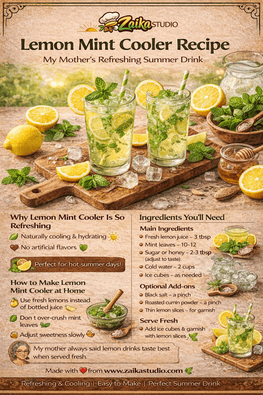Lemon Mint Cooler Recipe